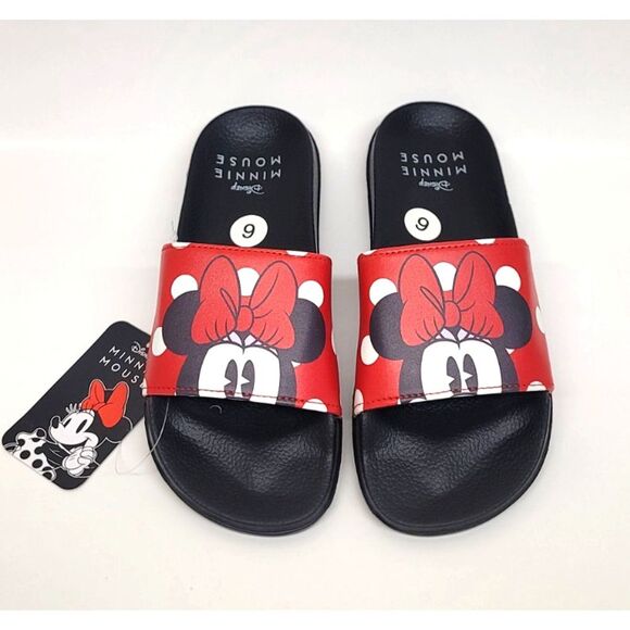 Disney Shoes - Disney Minnie Mouse Women’s Slide Lounge Comfort Sandals Size 6 Black NWT
